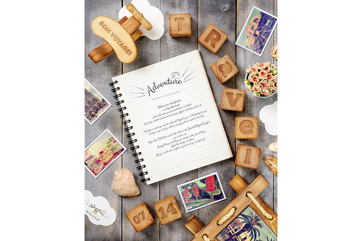 旅行主题照片卡样机 Travel Theme Styled Mockup插图(6)