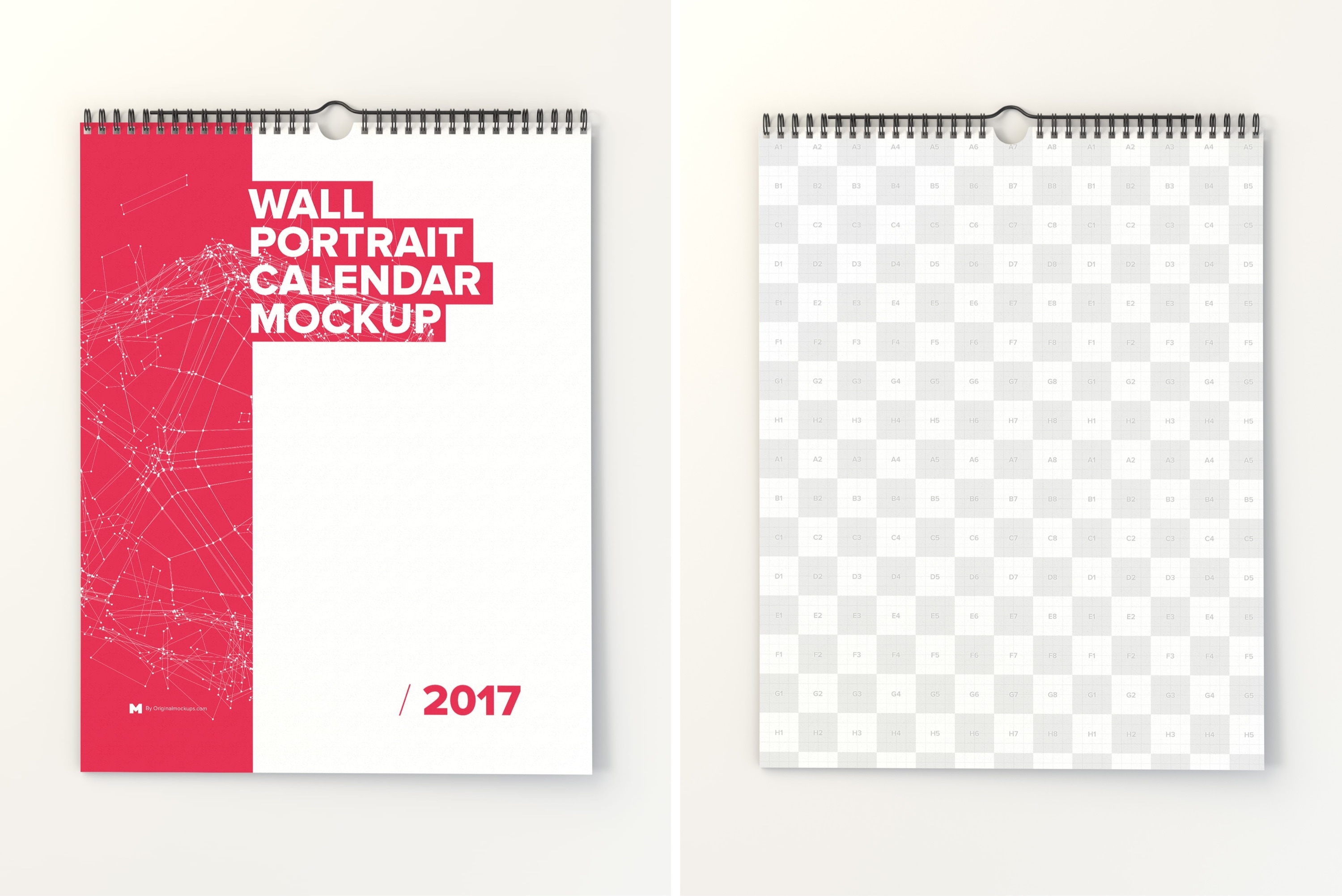 挂墙日历年历设计样机模板 Wall Portrait Calendar Mockup插图