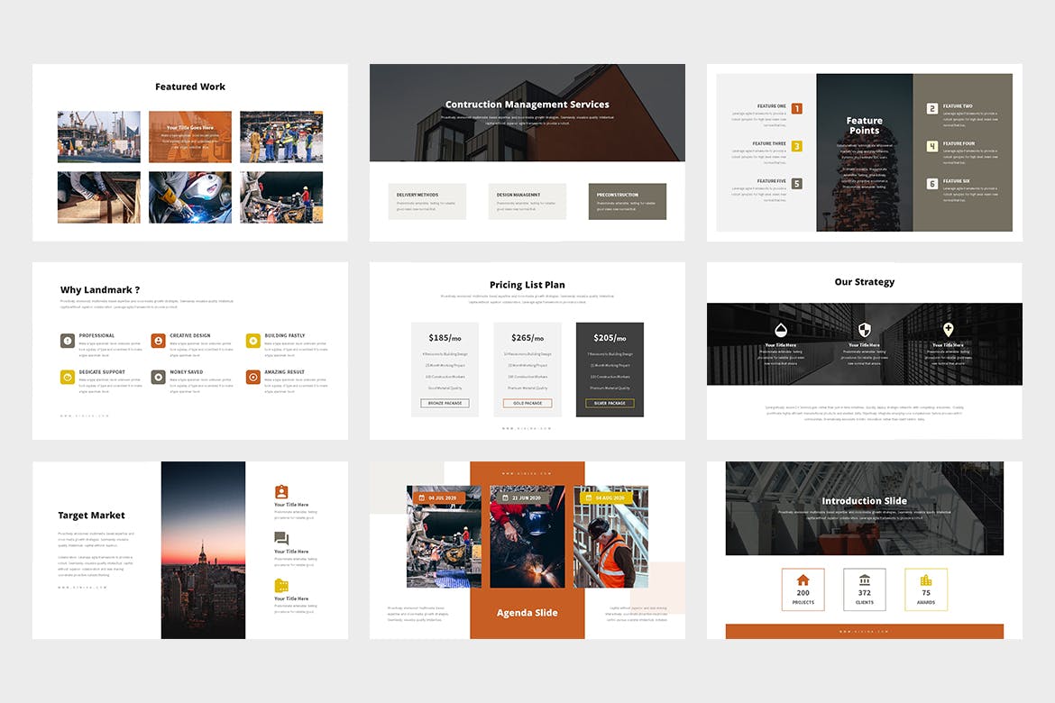 建筑与工程企业&项目介绍素材库精选PPT模板 Kiniva : Construction & Engineering Powerpoint插图(2)