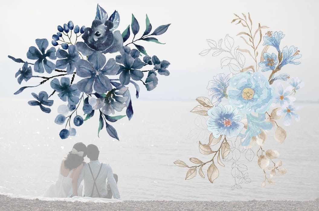 8款水彩花卉手绘剪贴画PNG图片素材 Set of 8 Watercolor Clip Art Sprays IV插图(2)