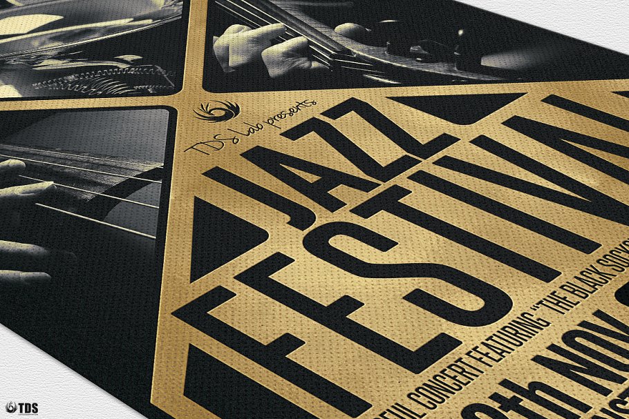 金色爵士音乐活动传单PSD模板 Golden Jazz Flyer PSD插图(5)