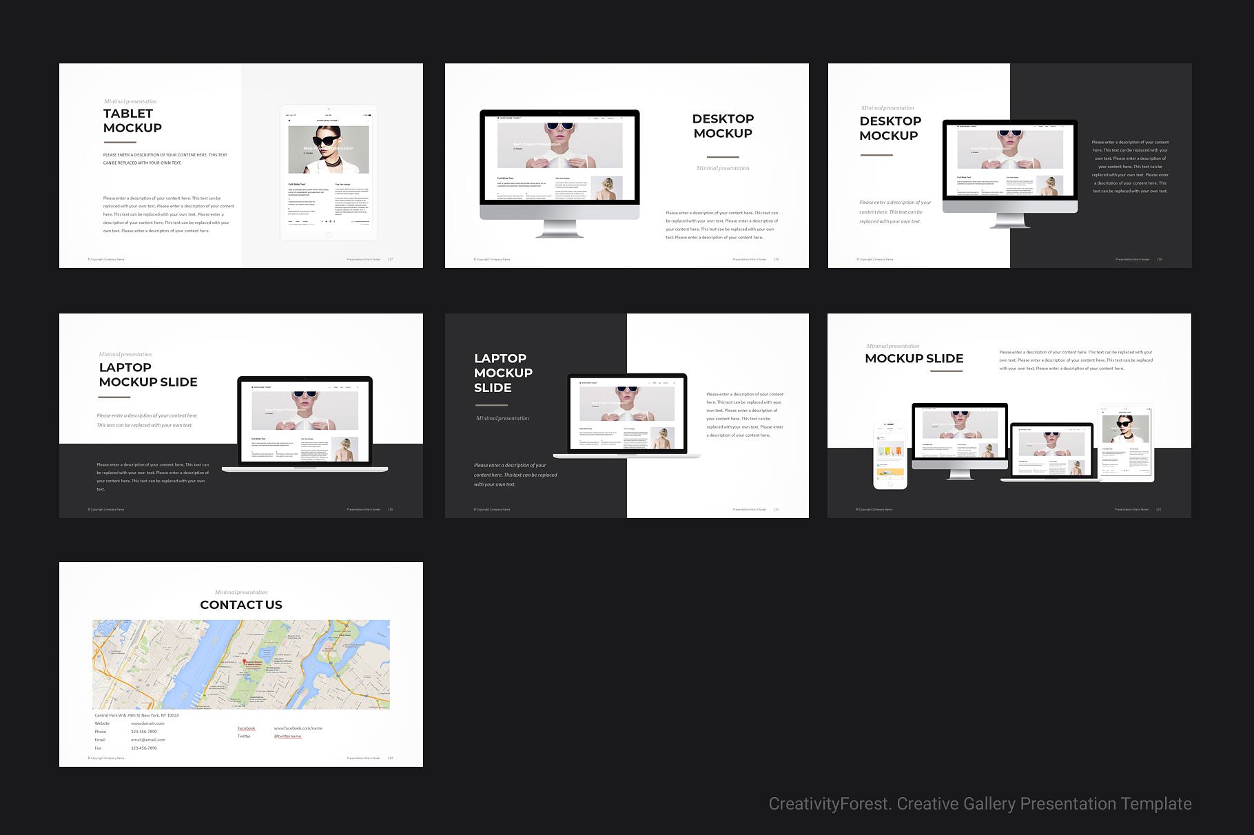 创意极简的投资组合PPT模板下载 Creative Gallery PowerPoint Template [pptx,otf]插图(15)