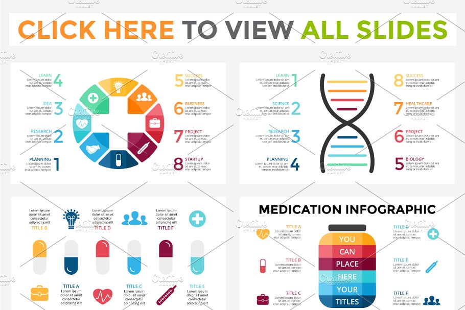 医疗保健主题信息图表图形幻灯片设计素材合集 Medical Infographic. PPT KEY PSD EPS插图(1)