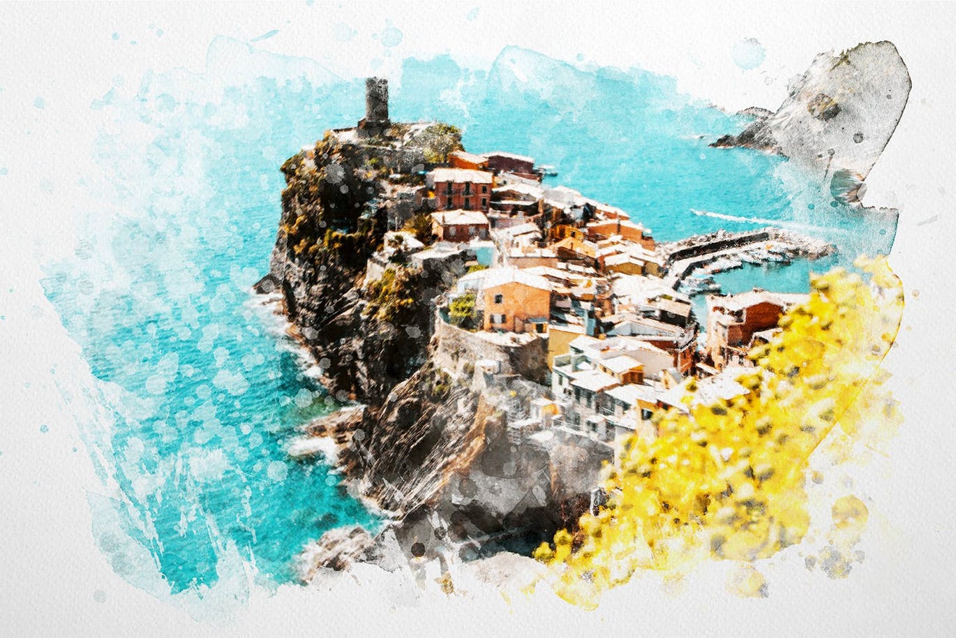 水彩绘画干笔刷效果PSD分层模板 Watercolor Dry Brush Effects插图(3)