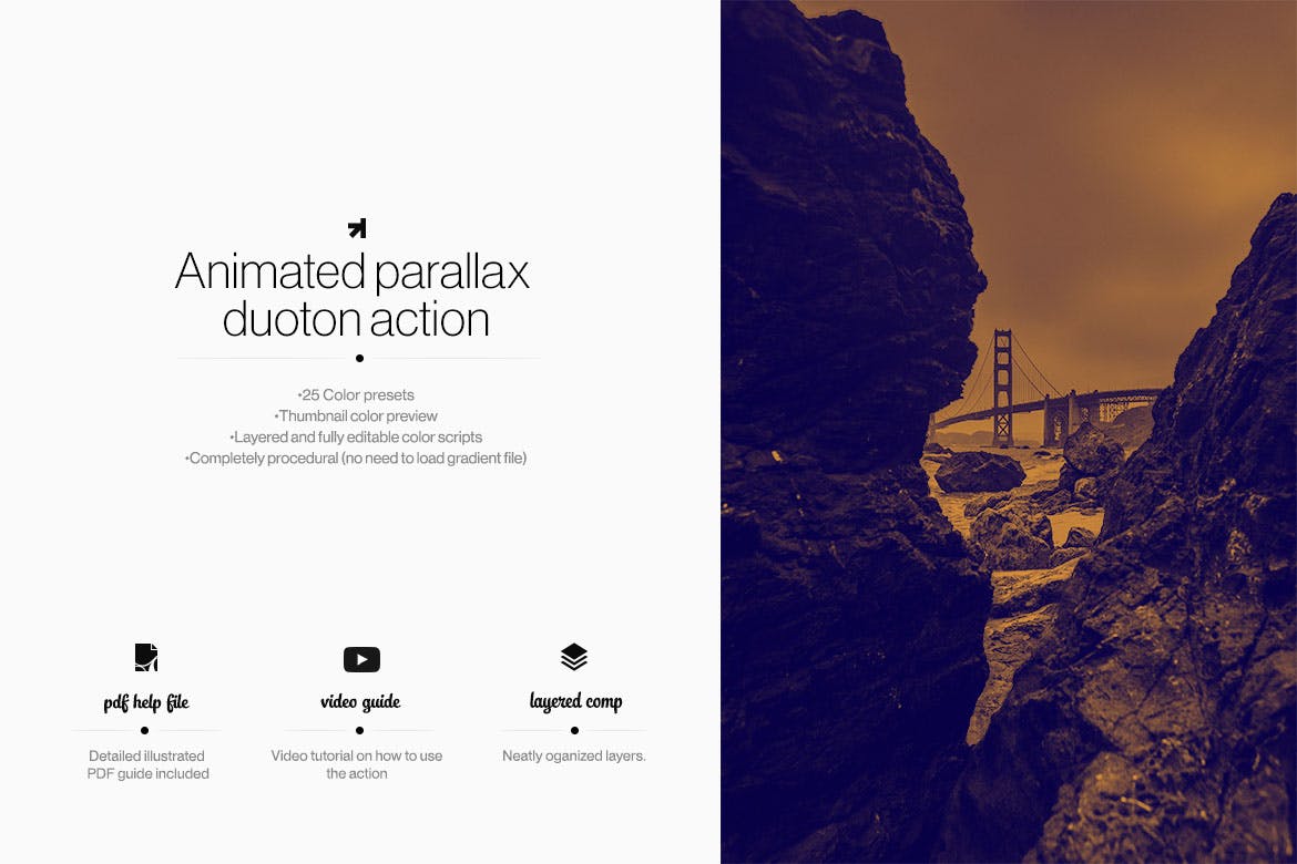 双色视差3D动画PS动作 Animated 3D Parallax Duoton Action插图(1)