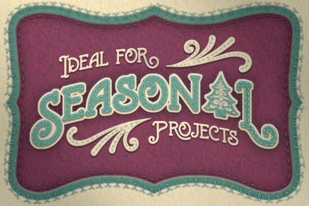 毛毡风格和手工缝制PS笔刷/图层样式 Felt Craft – Stitches Styles & More插图(1)