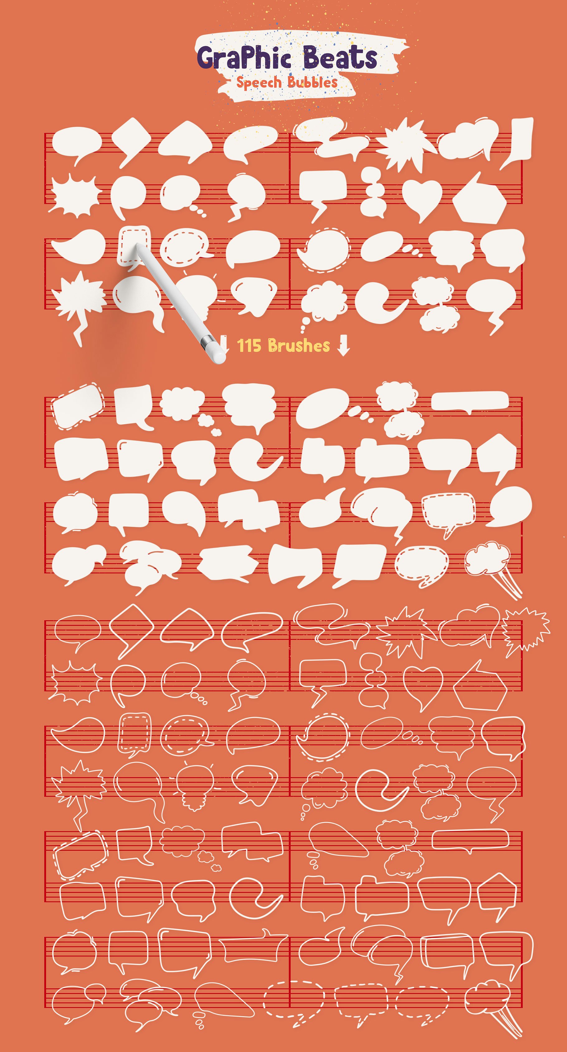 一大批艺术笔刷合辑下载 Graphic Beats Brushes for ProCreate [abr]插图(3)