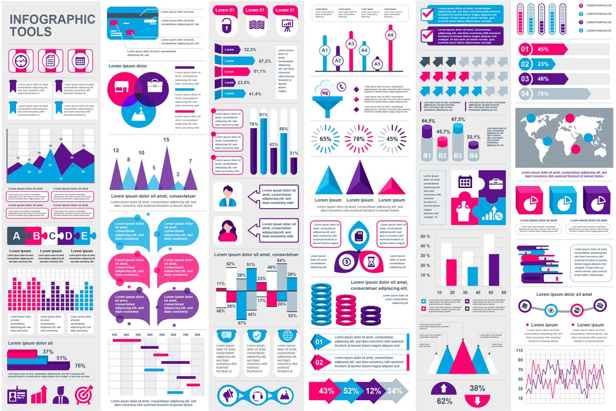 多用途数据可视化信息图表幻灯片设计元素 Infographic Elements插图