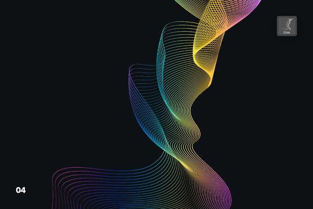 数字线性波浪线条图案PS笔刷 Digital Linear Waves Photoshop Brushes插图(4)