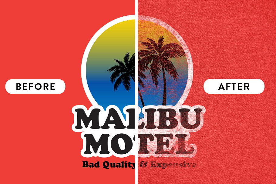 复刻 70s-80s T恤效果纹理图层样式 RetroTee-Worn Tee Effect Pack插图(3)