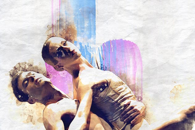 艺术水彩手绘效果一键生成PS动作 Artistic Watercolor Photoshop Action插图(1)