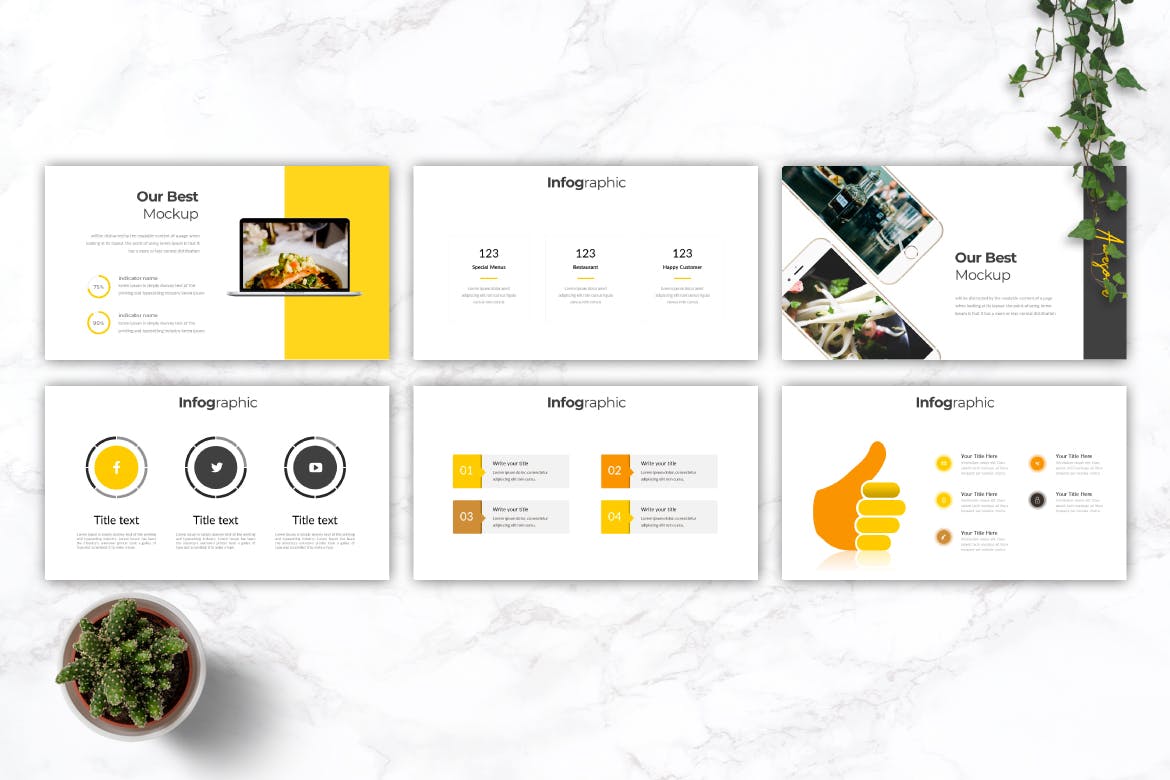 时尚高端美食高端餐厅餐饮食品食物Google Slide谷歌幻灯片演示模板（pptx）插图(4)