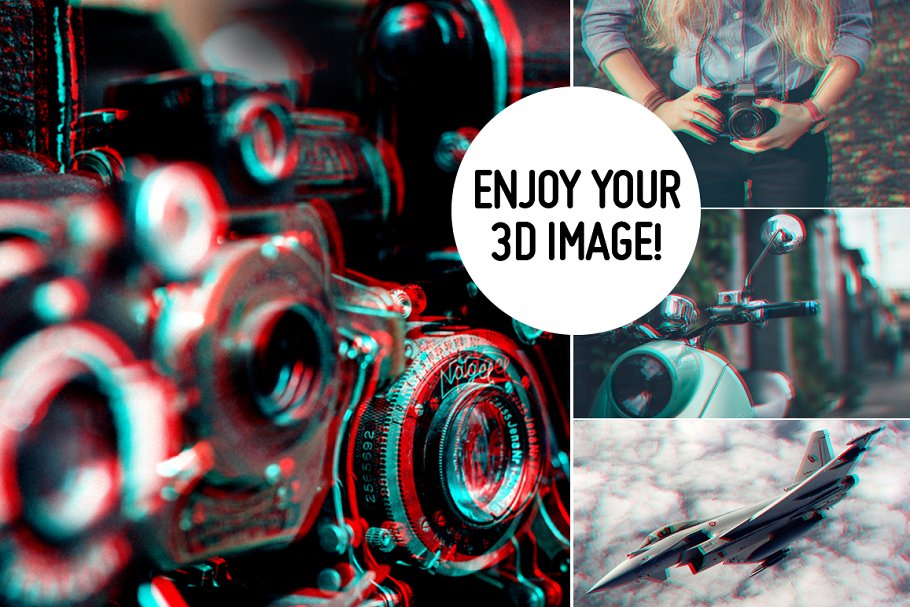 3D立体化浮雕照片处理效果PS动作 Quick 3D Anaglyph Effect插图(3)