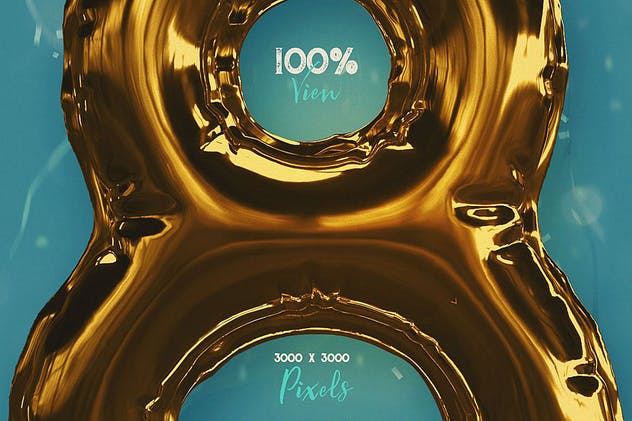 3D金箔气球字体样式PSD分层模板 Foil Balloon – 3D Lettering插图(2)