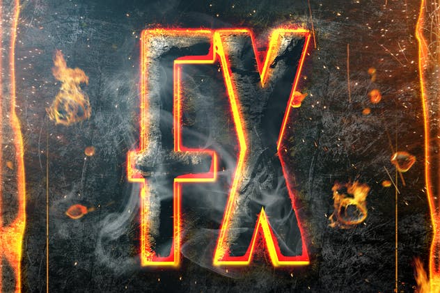 震撼熔岩火焰特效PS图层样式 Hot Lava & Fire Photoshop Layer Styles插图(2)