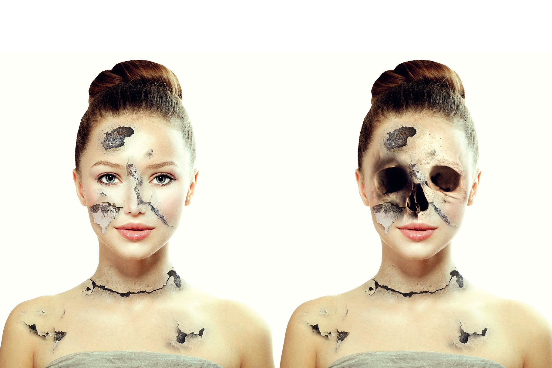 人像转恐怖骷髅头特效PS动作 Skull Face Ps Action插图(2)