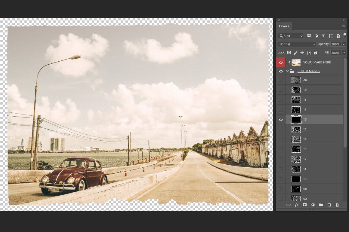 照片一键生成复古怀旧效果图层样式PSD分层模板 Vintage Photo Effects插图(1)