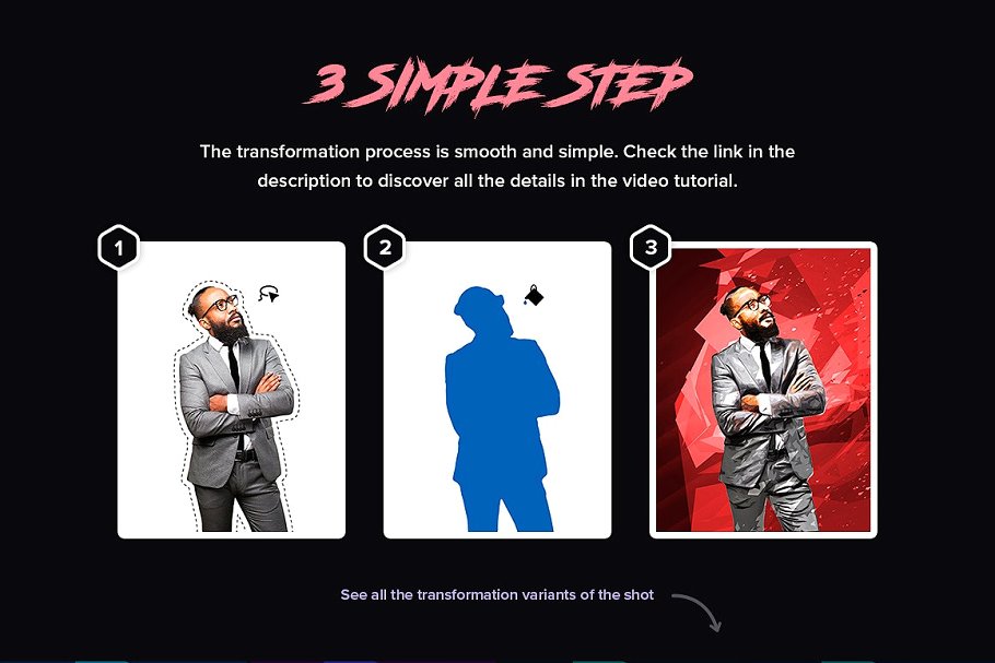 炫酷几何低多边形绘画效果PS动作 Fusion Photoshop Actions Set插图(2)