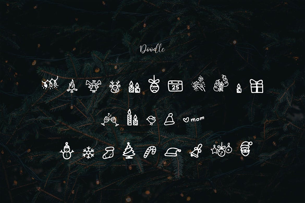 英文二重奏手写字体&圣诞节涂鸦设计素材 Silent night – Font Duo & Doodle插图(2)