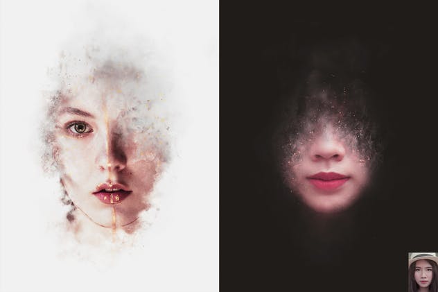 8款照片添加梦幻烟雾效果PSD分层模板 Artistic Smoke Portrait Psd Photo Effect Templates插图(3)