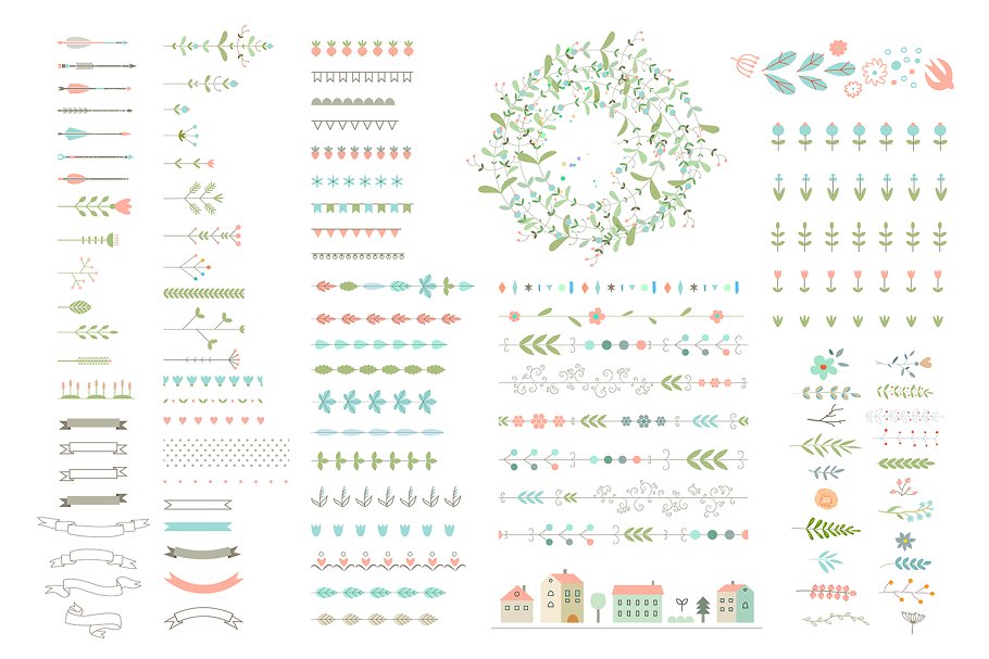 分享100个Illustrator装饰画笔 100 decor brushes for for AI插图(1)