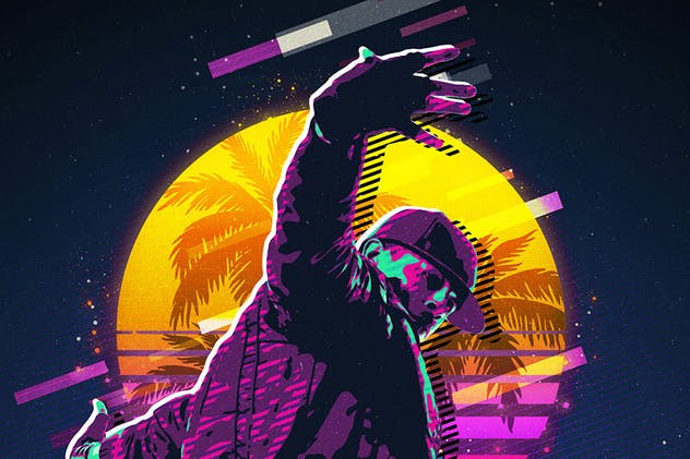 复古80‘s年代海报设计风格PS动作 80’s Retro Poster Photoshop Action插图(8)