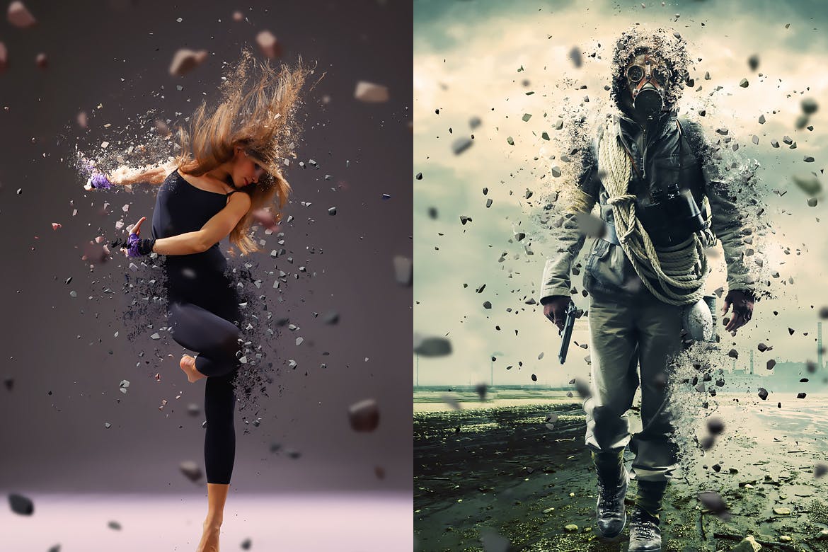 电影科技感的分解粉碎照片特效PS动作 Explode And Shatter Photoshop Action插图(1)