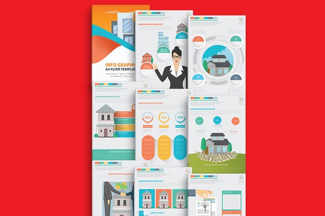 房地产开发流程信息图表设计素材 Real estate 4 infographic Design插图(1)