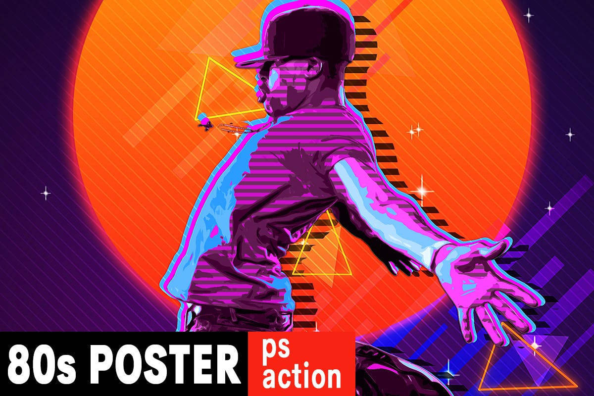 80s年代海报复古设计效果PS动作 80’s Retro Poster Photoshop Action插图