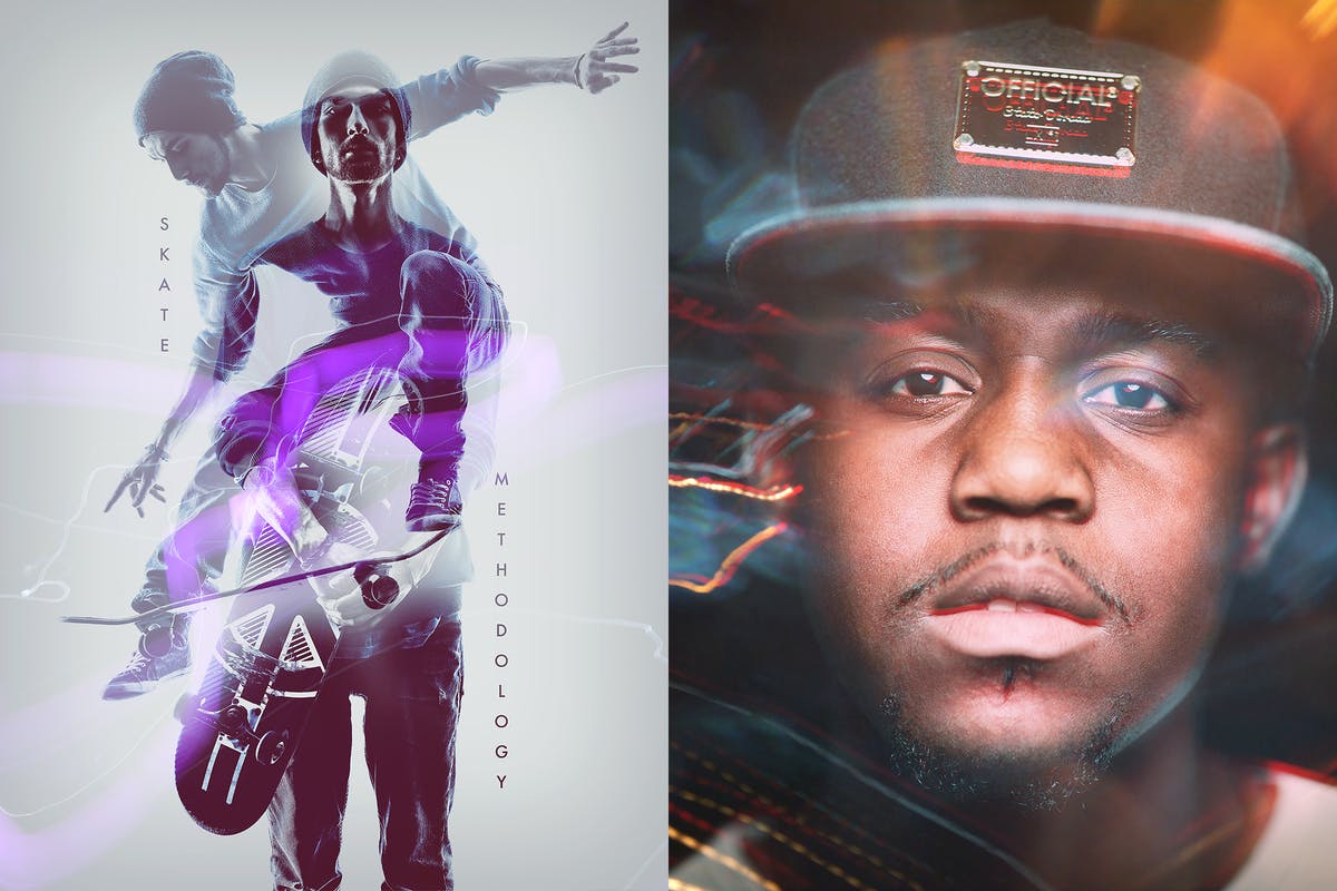 炫酷双重曝光海报照片特效PS动作 Double Exposure Photoshop Actions插图