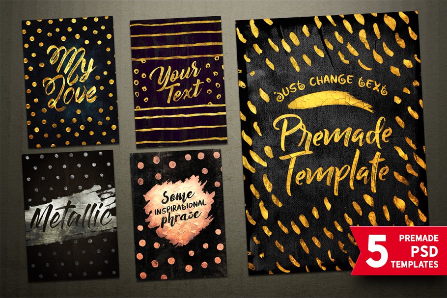 浮雕&扁平金属效果图层样式大合集 Gold Paint Effect for Photoshop插图(13)