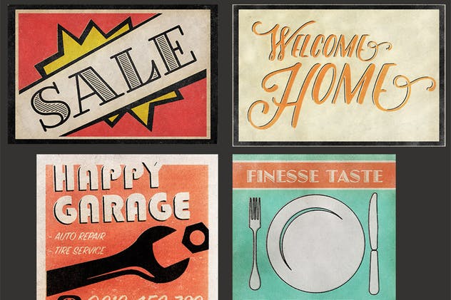 19世纪40-50年代复古风格广告设计图层样式 Shine On – Retro Advertisement Kit插图(4)