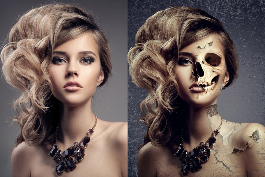 人像转恐怖骷髅头特效PS动作 Skull Face Ps Action插图(11)