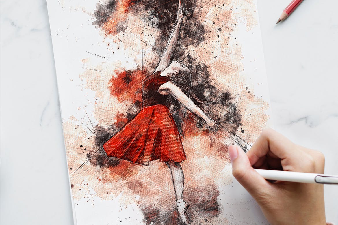 照片转彩铅手绘素描绘画效果PS动作 Animated Pencil Sketch FX Photoshop Add-On插图(2)