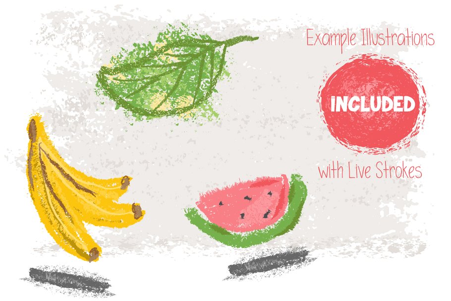 蜡笔画笔笔画&图案AI笔刷合集 Oil Pastels Brushes Collection插图(1)