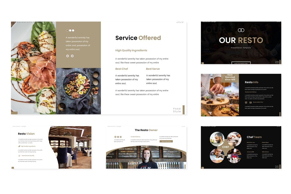 餐饮公司/业务介绍素材库精选Keynote模板模板 Our Resto – Keynote Template插图(1)
