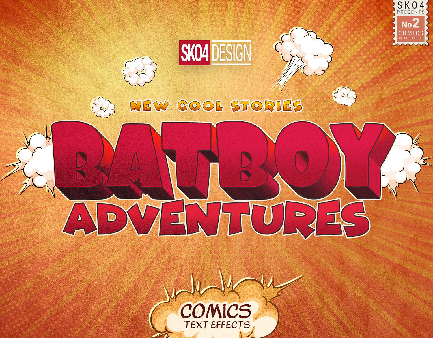 3D复古动漫卡通封面字体设计样式PSD图层样式 Comics Text Effects插图(8)