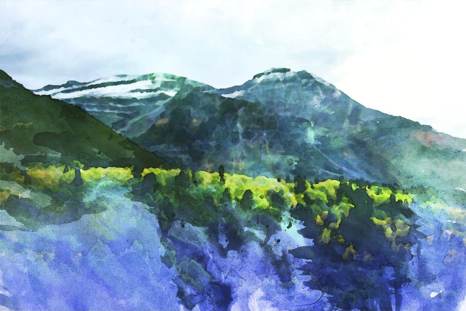 水彩绘画设计PS动作套装v3 Watercolor Painting Studio Vol. 03插图(5)