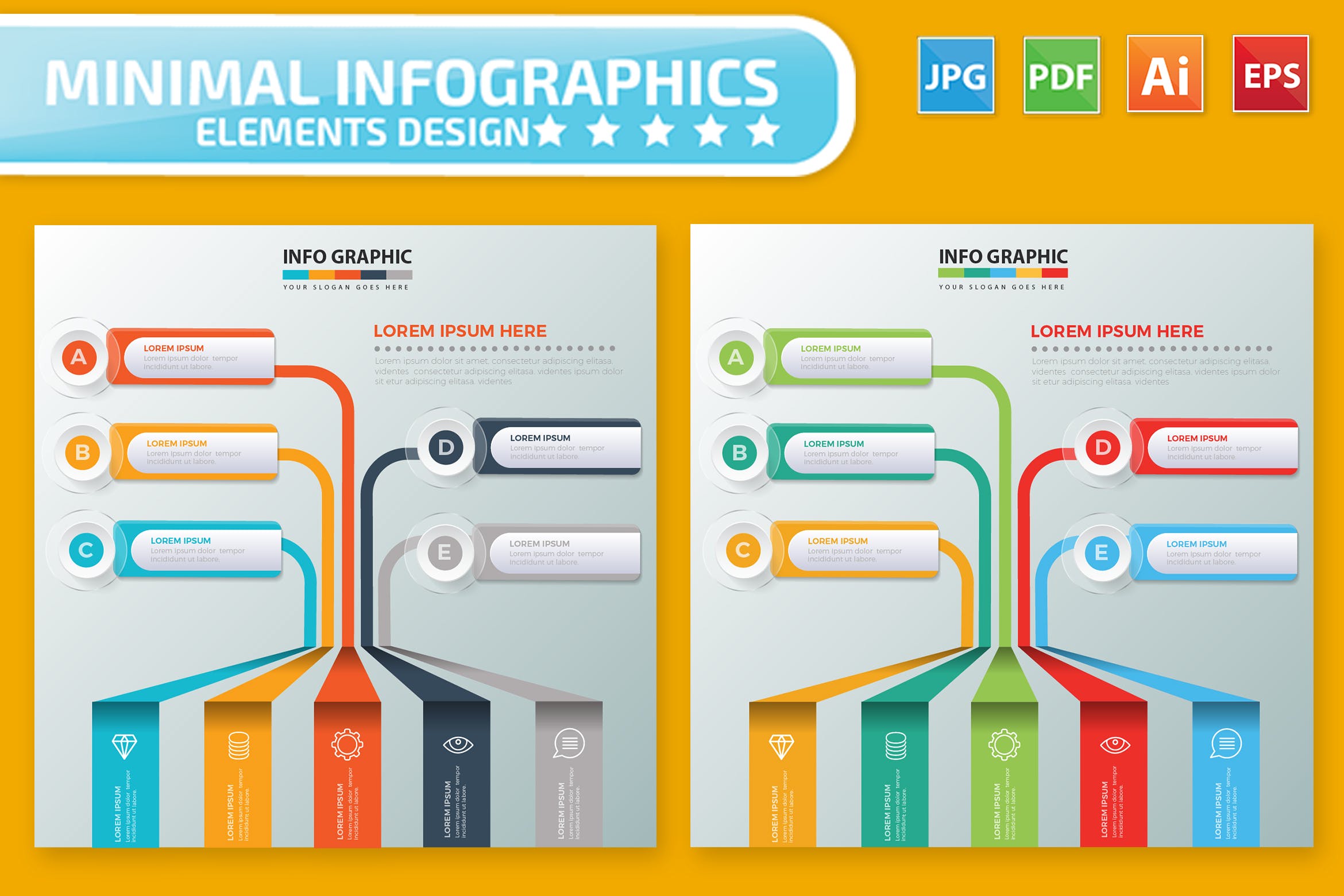 流程步骤树状图形信息图表设计素材 Infographic Elements插图