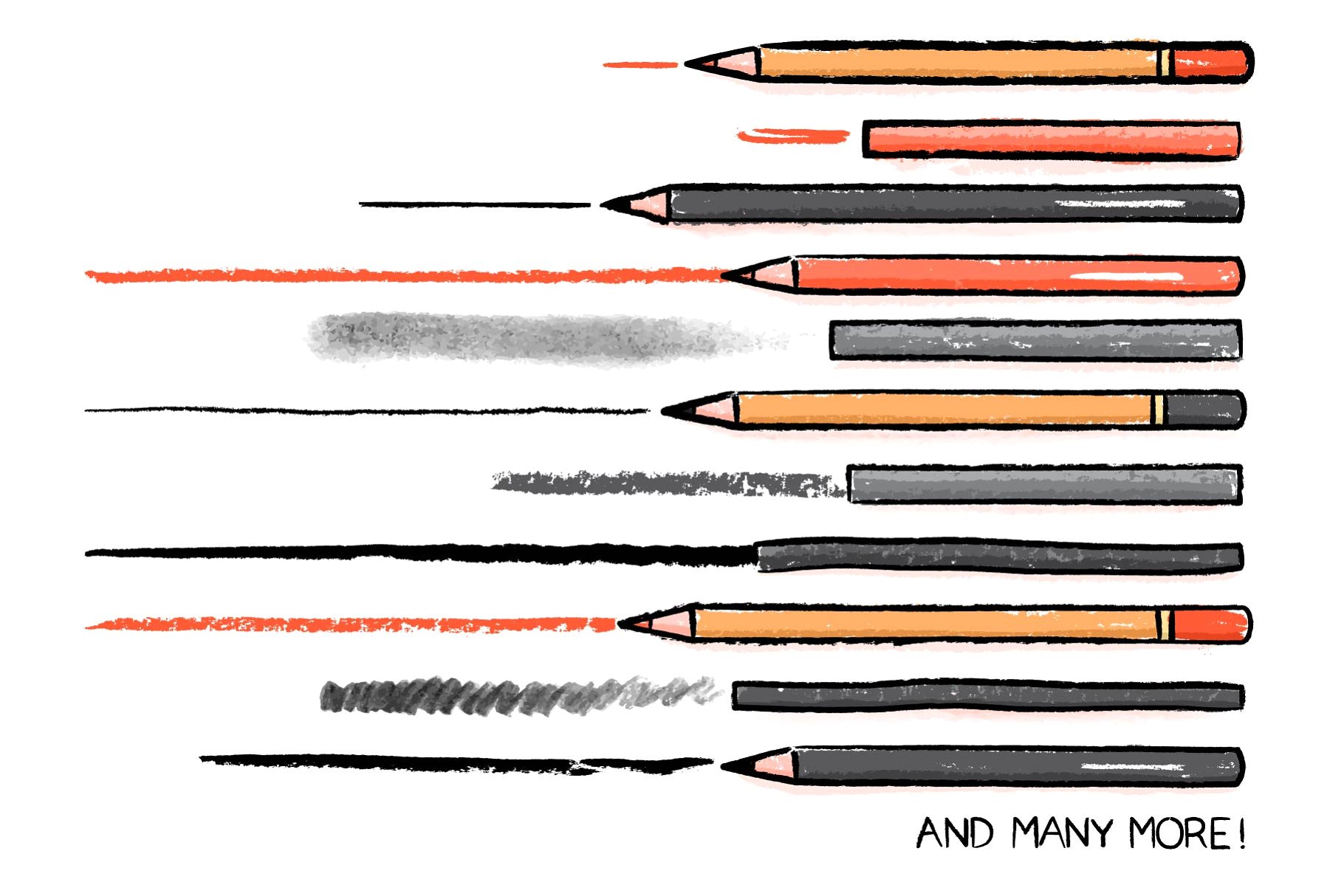 碳画笔AI笔刷 Charcoal AI brushes插图(2)