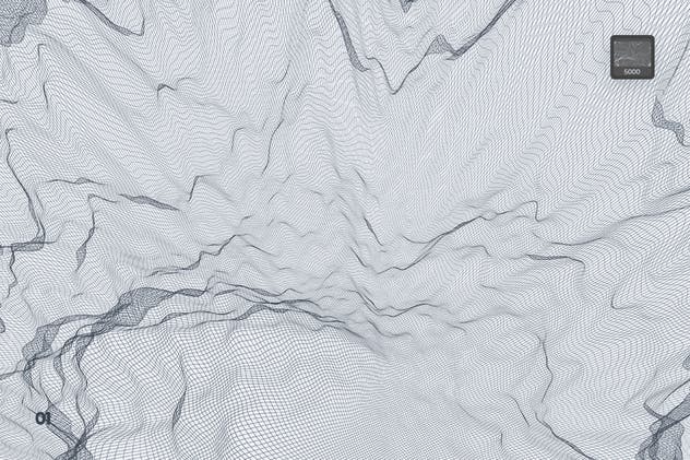 抽象网络信号波纹图案PS笔刷 Network Turbulence Photoshop Brushes插图(1)