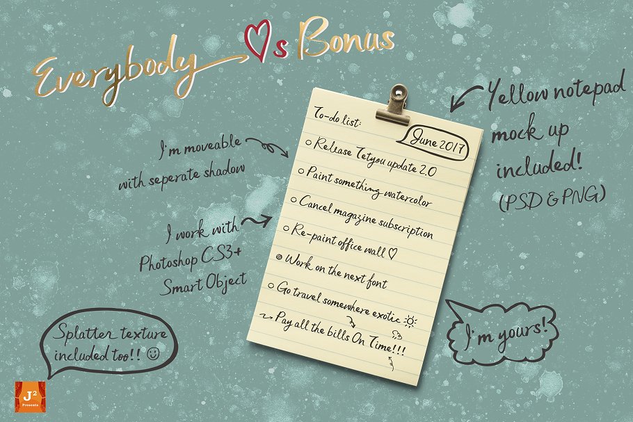 英文手写体字体+样机+笔刷 Tetyou Script + Mock up + Brushes插图(2)