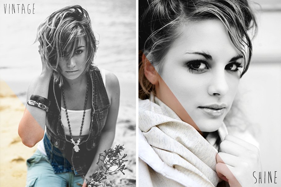 B&W黑白风格照片效果PS动作 B&W PRO Actions Set插图(1)