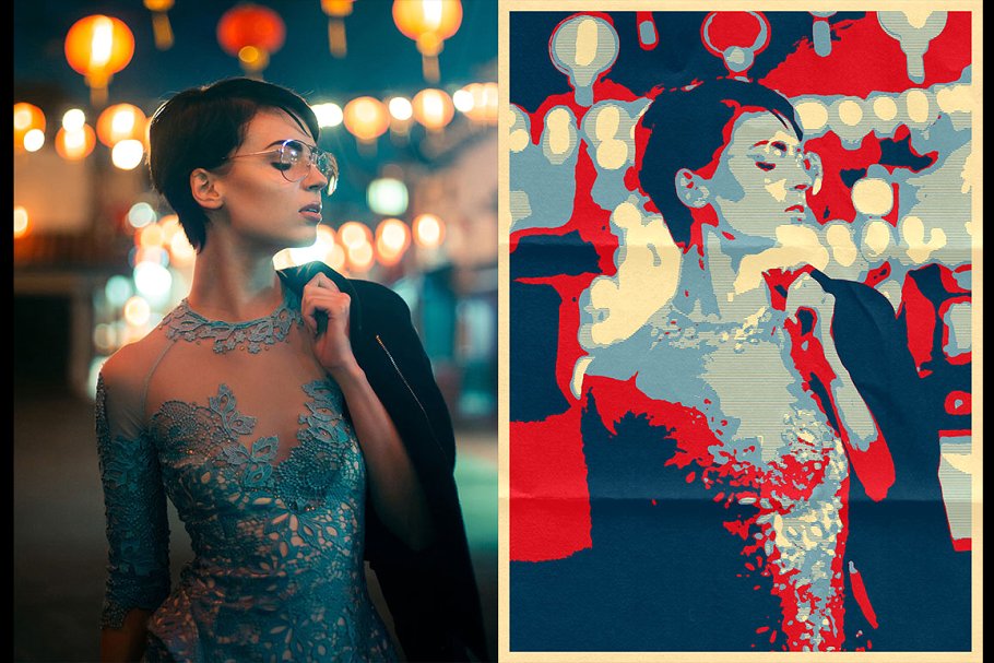 流行艺术抽象4色剪影海报效果PS动作 Hope Poster Pop Art Generator插图(4)