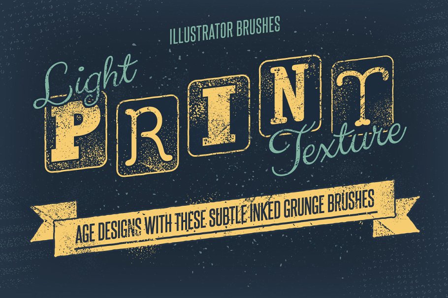 墨水印刷噪点&半色调文本AI笔刷 Light Print Texture Brushes插图
