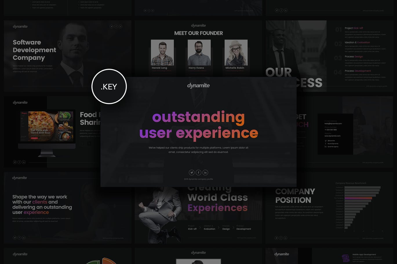 高逼格创意设计公司适用Keynote演示文稿模板 Dynamite – Creative Keynote Presentation插图