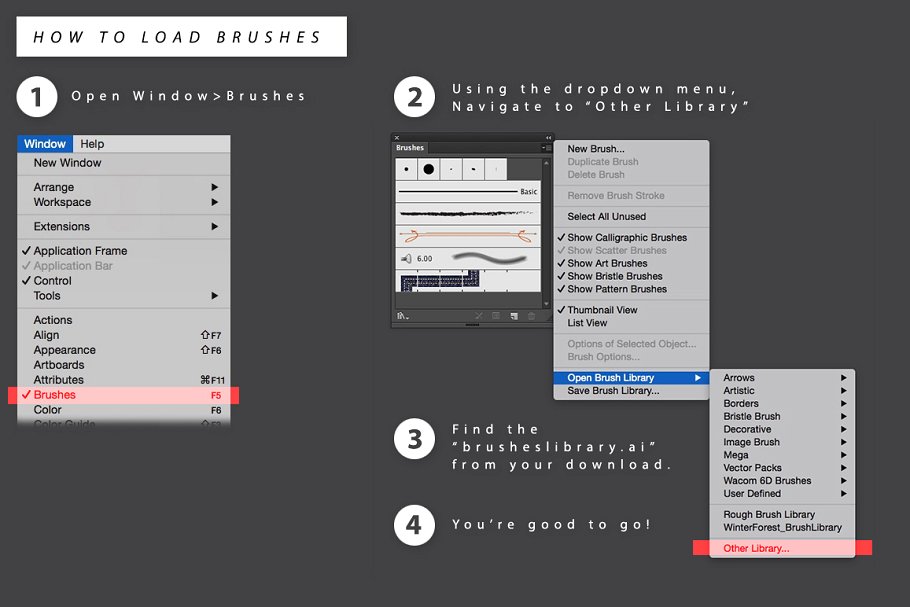 勾勒曲线矢量AI笔刷 Growl Vector Brushes插图(4)