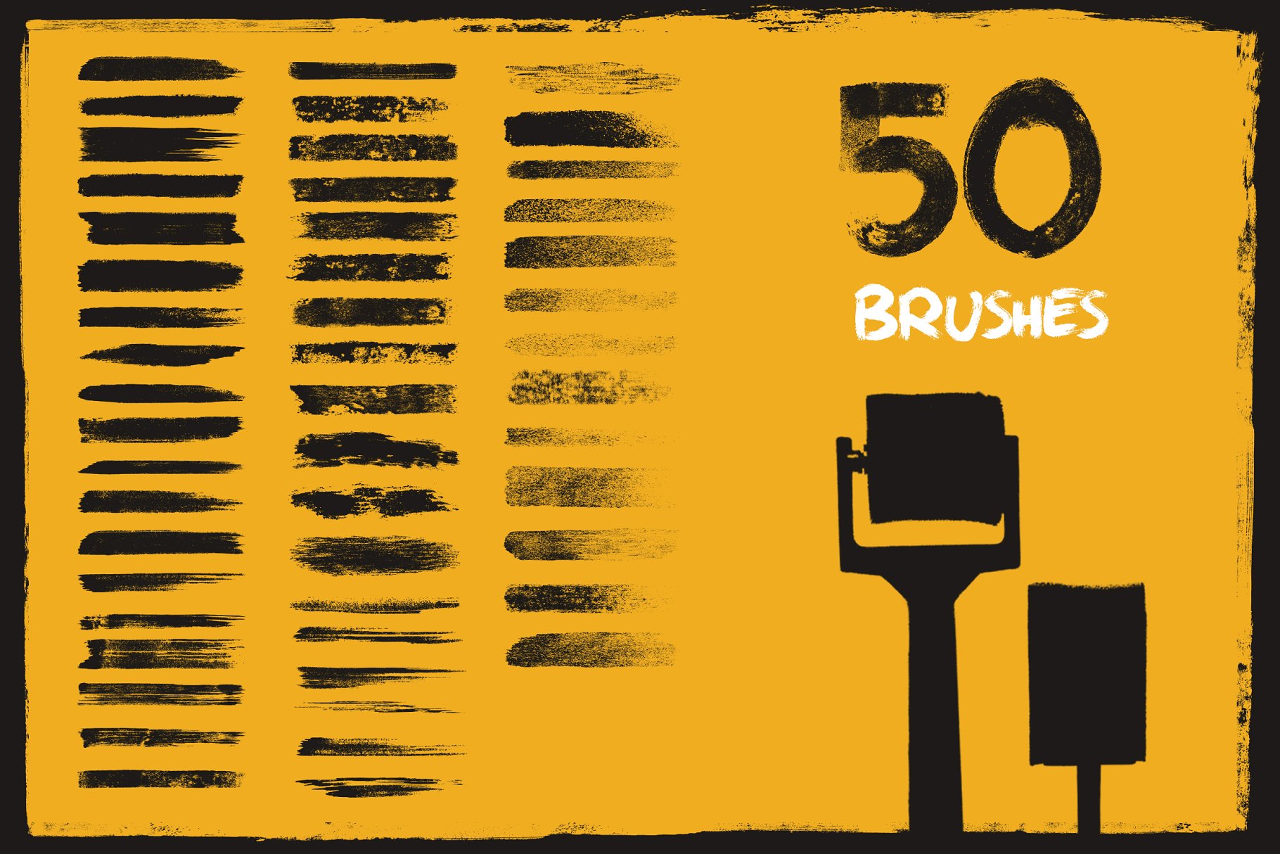 中世纪辊筒印刷滚筒刷油漆效果PS笔刷 Mid-Century – Dry Paint Brushes插图(4)