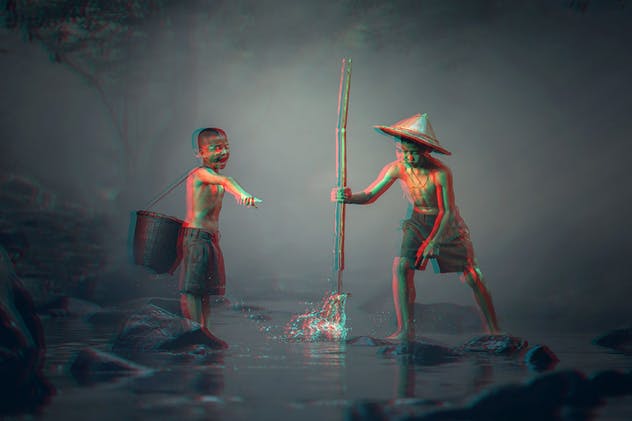 3D红蓝效果出屏照片后期处理PS动作 Anaglyph Photoshop Actions插图(2)