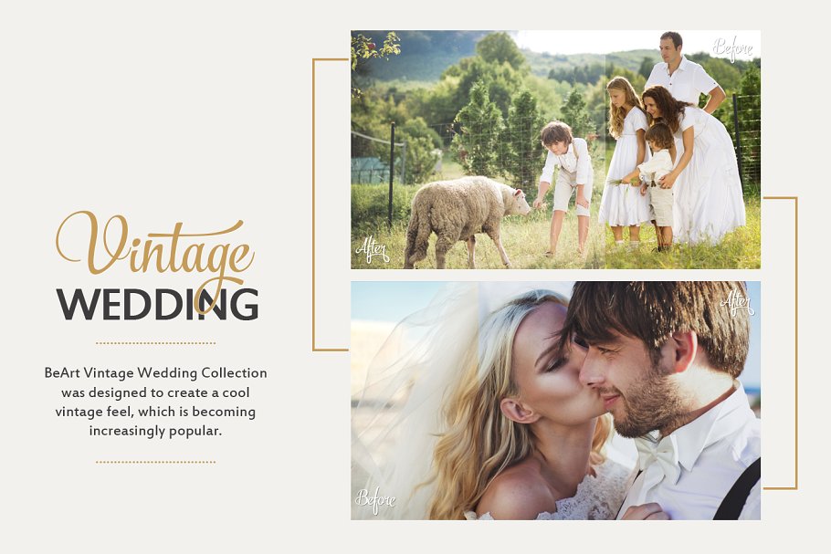 复古婚纱摄影特效PS动作 Photoshop Actions Vintage Wedding插图(9)